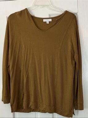 J Jill purejill Tranquility Fleece Brown Top